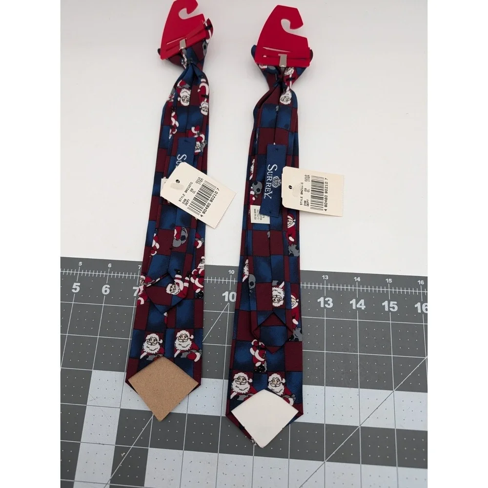 Surrey Santa Claus Neck Tie Kid Size Lot of 2 13.5‎ Inch Long USA Christmas